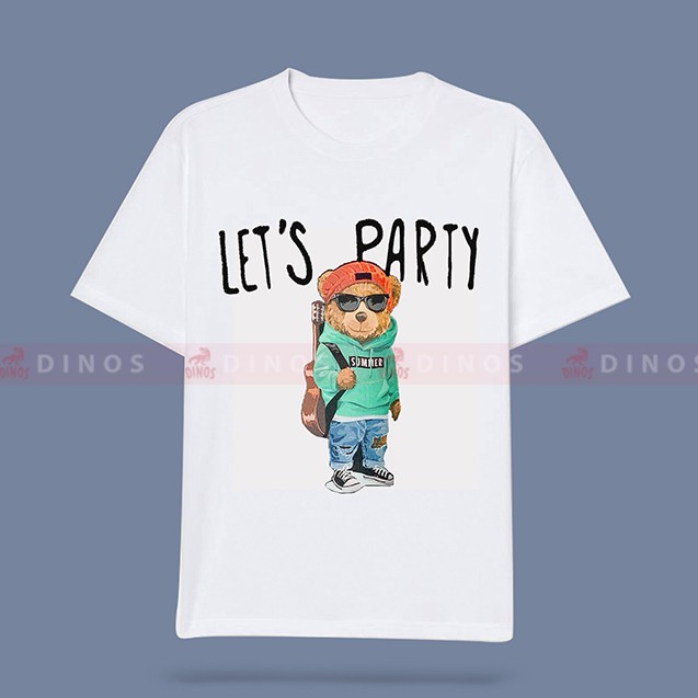 Áo thun cổ tròn màu trắng in Local Brand form rộng - Áo thun Nam/Nữ unisex Dinos