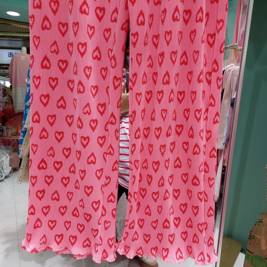 Jiashucheng Hàng Có Sẵn Quần Lụa Lạnh Ống Rộng Lưng Cao Co Giãn Size Lớn Thời Trang Mùa Hè