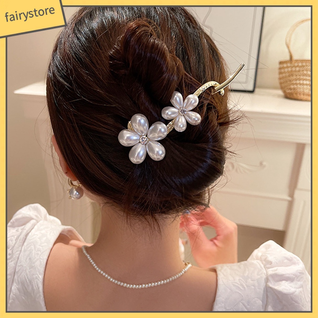 Kẹp Tóc Hình Chữ S Đính Ngọc Trai Giả Thanh Lịch Cho Nữ