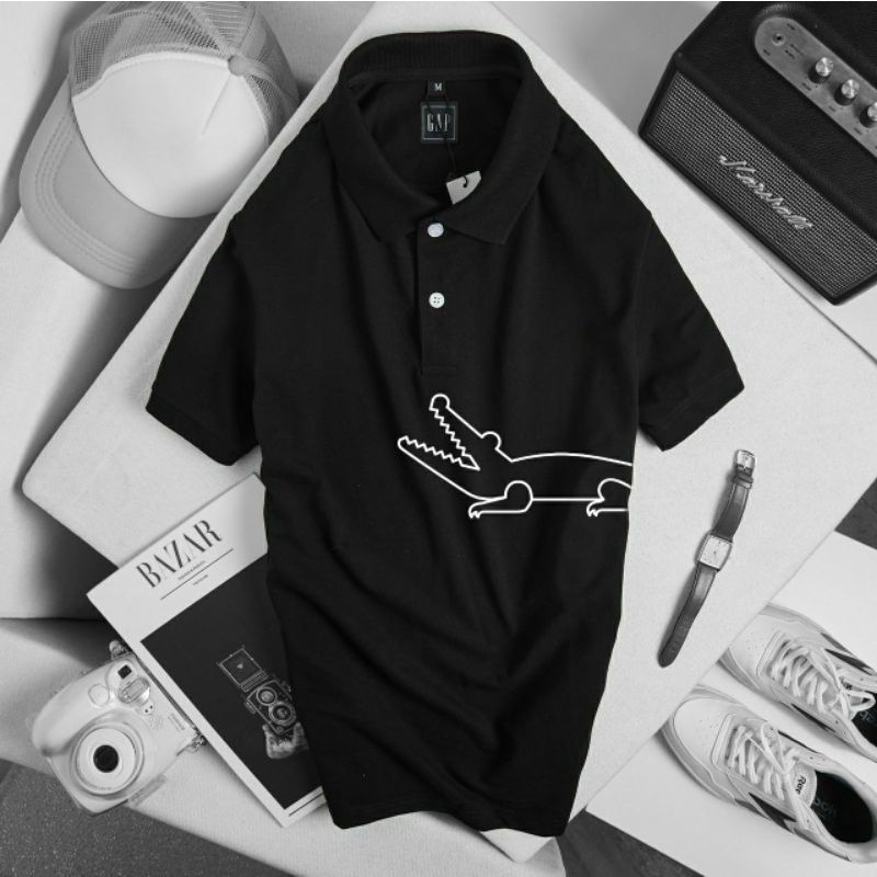 Áo thun polo nam big size 4XL ngắn tay có cổ in cá sấu