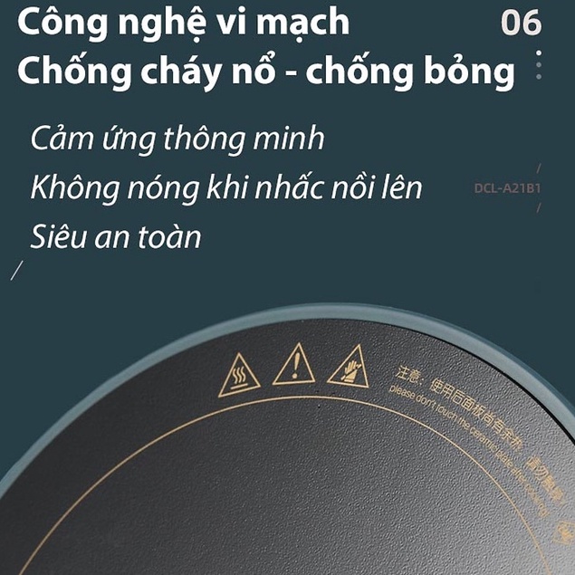 Bếp điện từ đơn cảm ứng nhiệt thông minh, bếp từ công suất 2100W bảo hành 12 tháng siêu tiện lợi cho gia đình