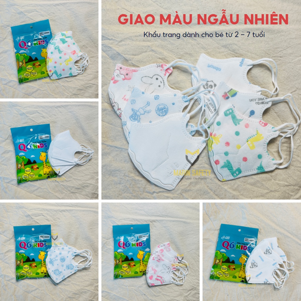 Khẩu trang trẻ em Q6 KIDS (QB MASK) dành cho bé 2 - 7 tuổi, ngăn chặn virus, khói bụi, không kích ứng (Giao ngẫu nhiên)