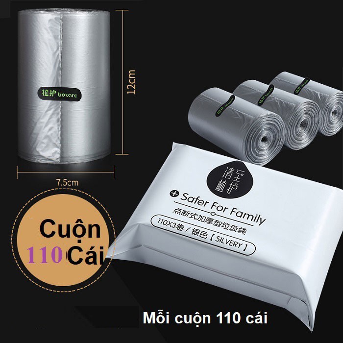  TÚI ĐỰNG RÁC TỰ TIÊU MÀU BẠC CUỘN 110 CÁI [RẺ SẬP SÀN] (HOT)