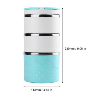 Cặp lồng đựng cơm giữ nhiệt 1-2-3 tầng ruột inox Lunchbox chấm bi