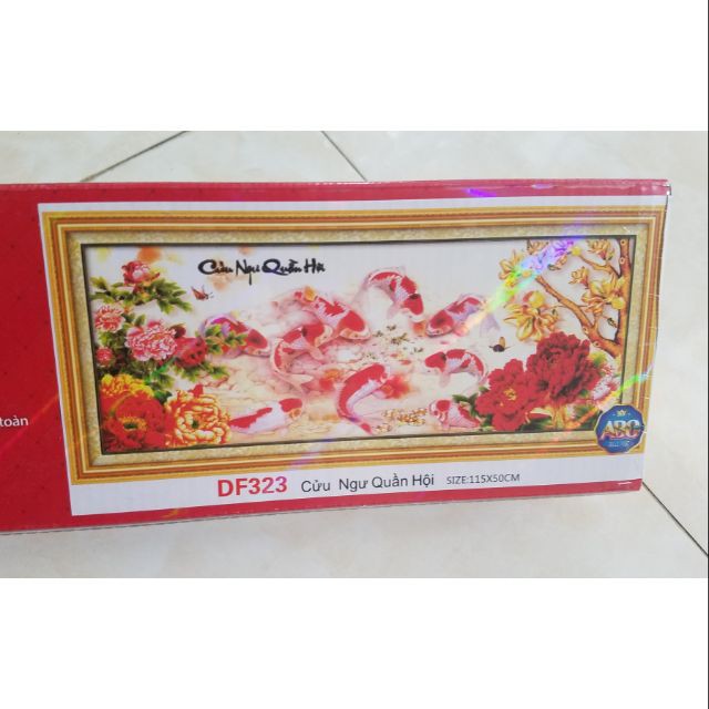 (THANH LÝ) Tranh đính đá cứu ngư quần hội df323 (tranh chưa đính)