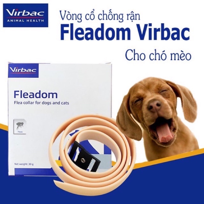 vòng cổ chống rận ngăn ngừa và diẹt bọ chét chó mèo FLEADOM VIRBAC