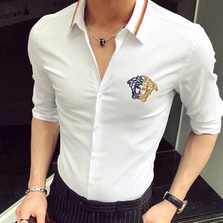 Hot - áo sơ mi lụa nam cao cấp logo nhỏ