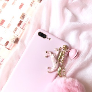 Ốp lưng unicorn kèm cục bông