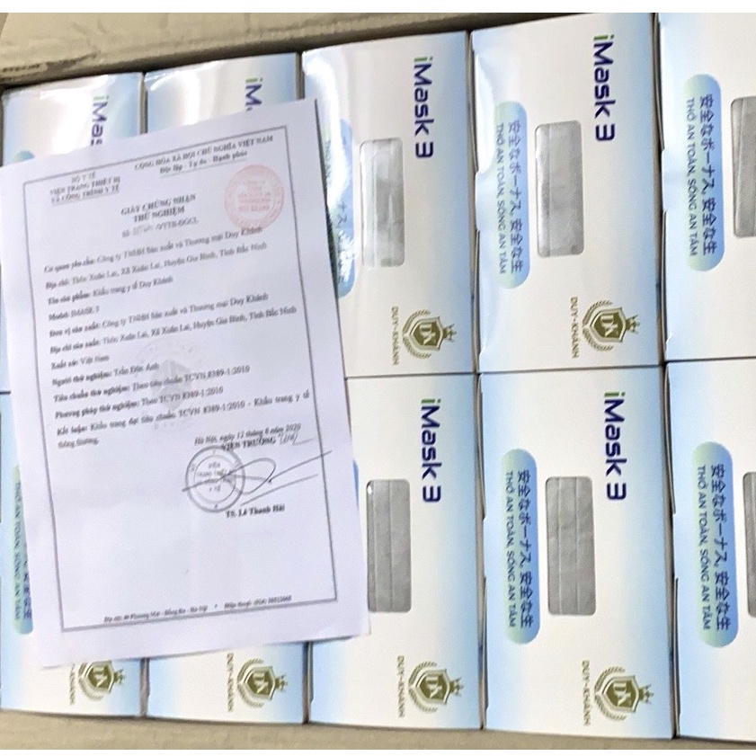 Khẩu trang y tế 4 lớp tiêu chuẩn iMask 3 Duy Khánh kháng khuẩn (Hộp 50 chiếc)