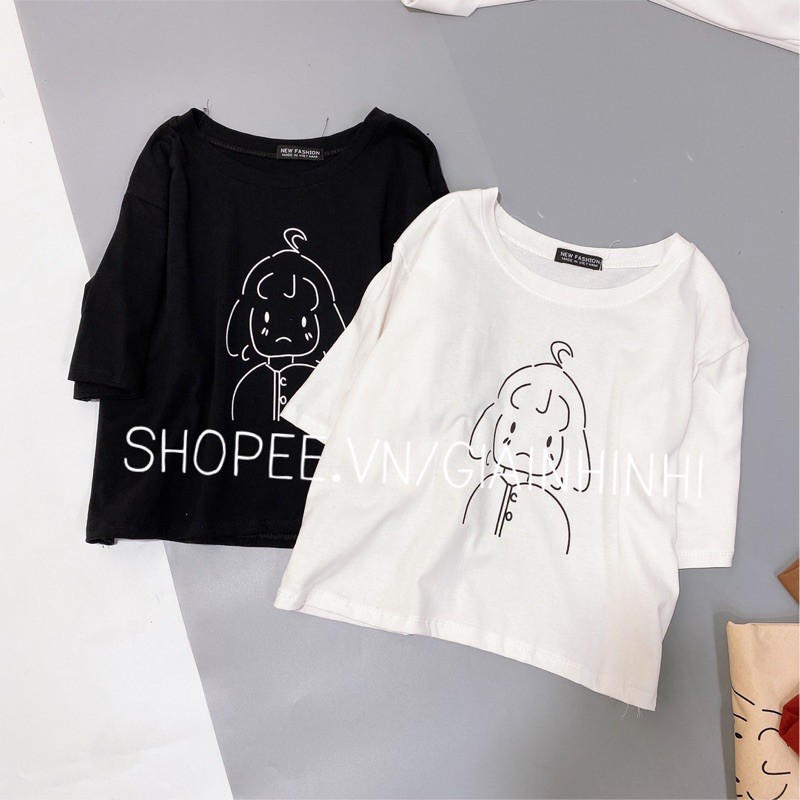 Áo phông croptop dáng rộng in hình cô gái, Áo phông form rộng dáng ngắn AT1997 - NhiNhi Shop | BigBuy360 - bigbuy360.vn