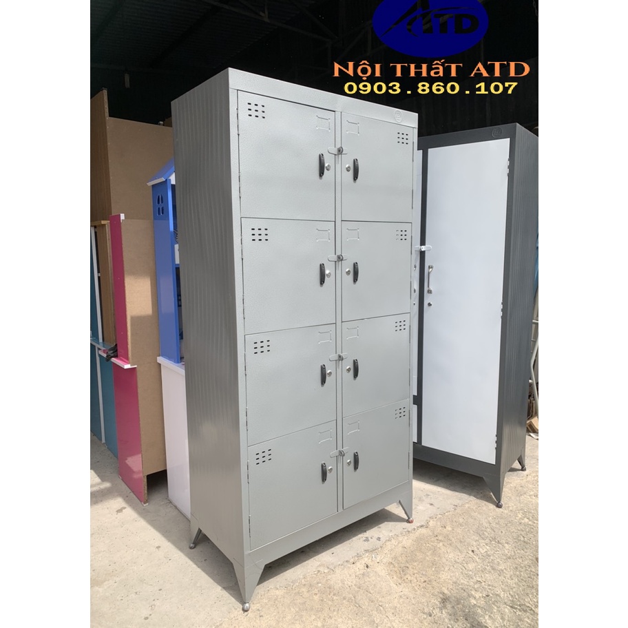 Tủ hồ sơ locker sắt dày dặn 8 ngăn 10 ngăn có khóa riêng an toàn đựng đồ nhân viên giá rẻ tại xưởng HCM giao nhanh