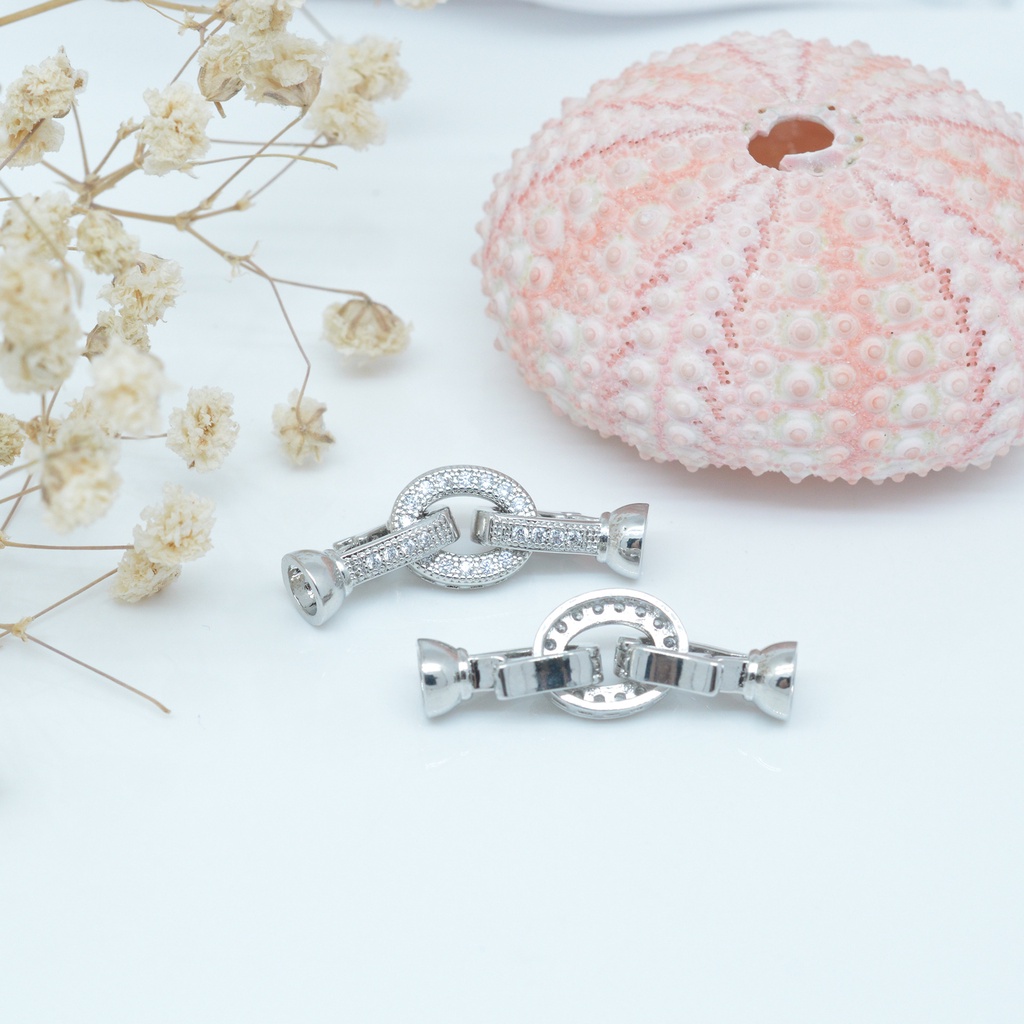 1 Khóa Cài Hình Oval Bằng Đá Zircon Micro Dùng Làm Trang Sức DIY