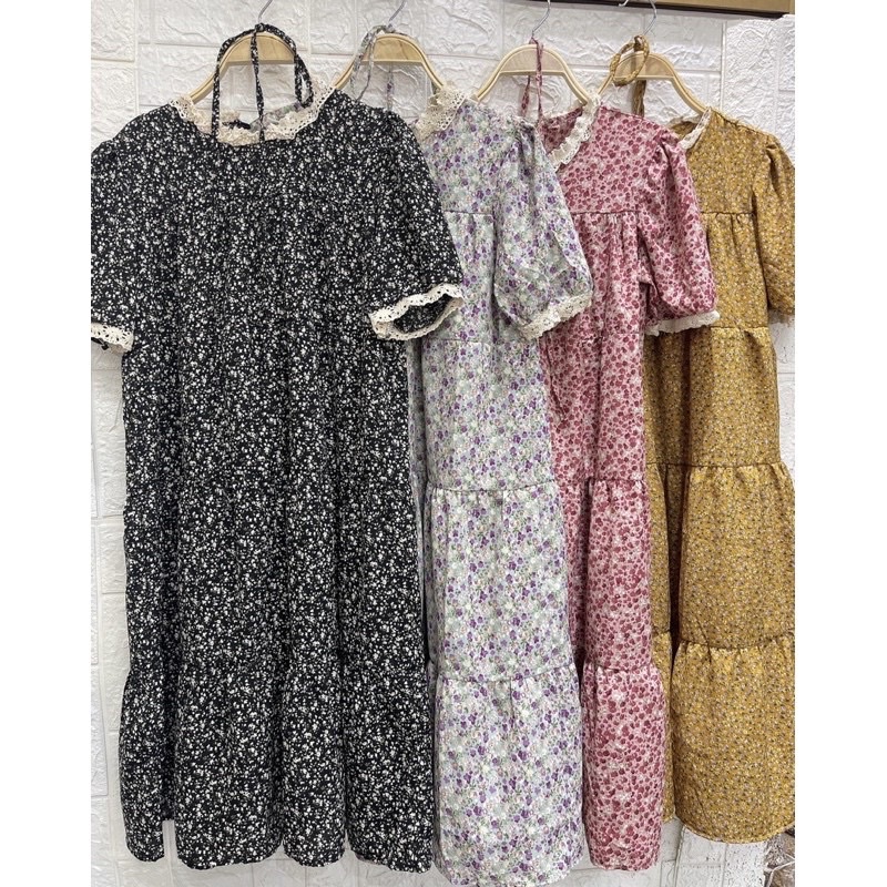 Đầm Hoa Nhí Ren Dáng Suông Maxi Dễ Thương 5 màu