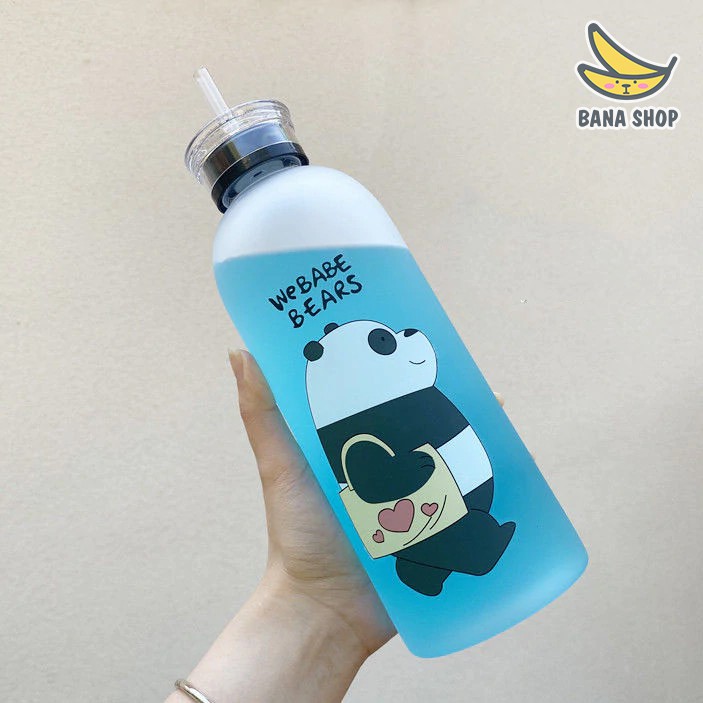 Set bình đựng nước nhựa We Bare Bears Chúng tôi đơn giản là gấu 1000ml