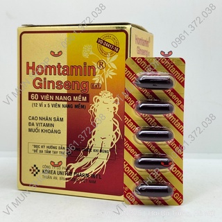 Homtamin Ginseng hộp 12 vỉ x 5 viên nang mềm bổ sung muối khoáng và vitamin cho cơ thể
