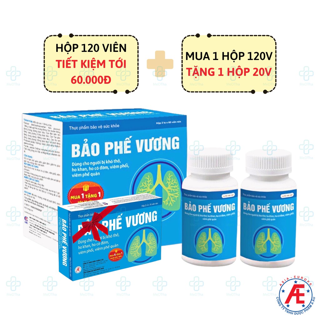 Bảo Phế Vương - Hỗ trợ Giảm Ho, Giảm Đờm, Viêm Phổi - Phế Quản, Thanh Phế (Hộp 120 viên) [Chính Hãng]