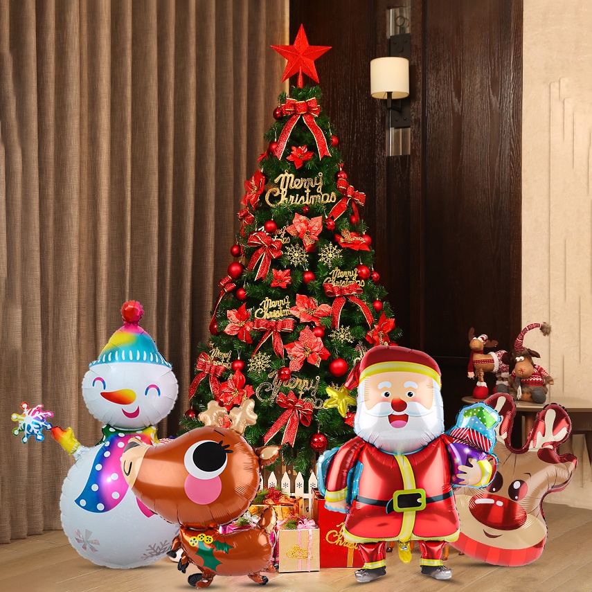 Bong bóng hình ông già noel/người tuyết/tuần lộc trang trí nhà cửa/khách sạn