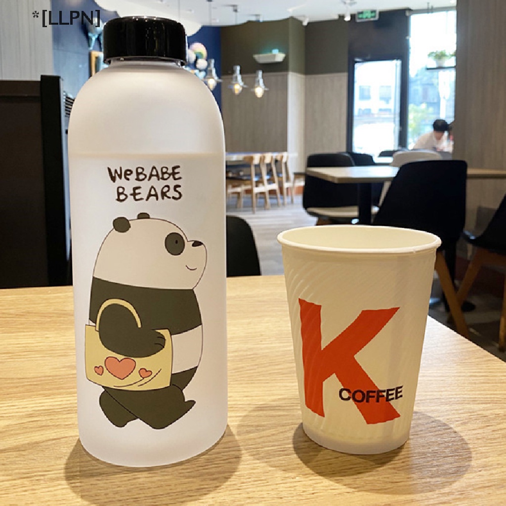 Bình nước nhựa trong suốt/ mờ hình gấu trúc hoạt hình dễ thương 1000ml
