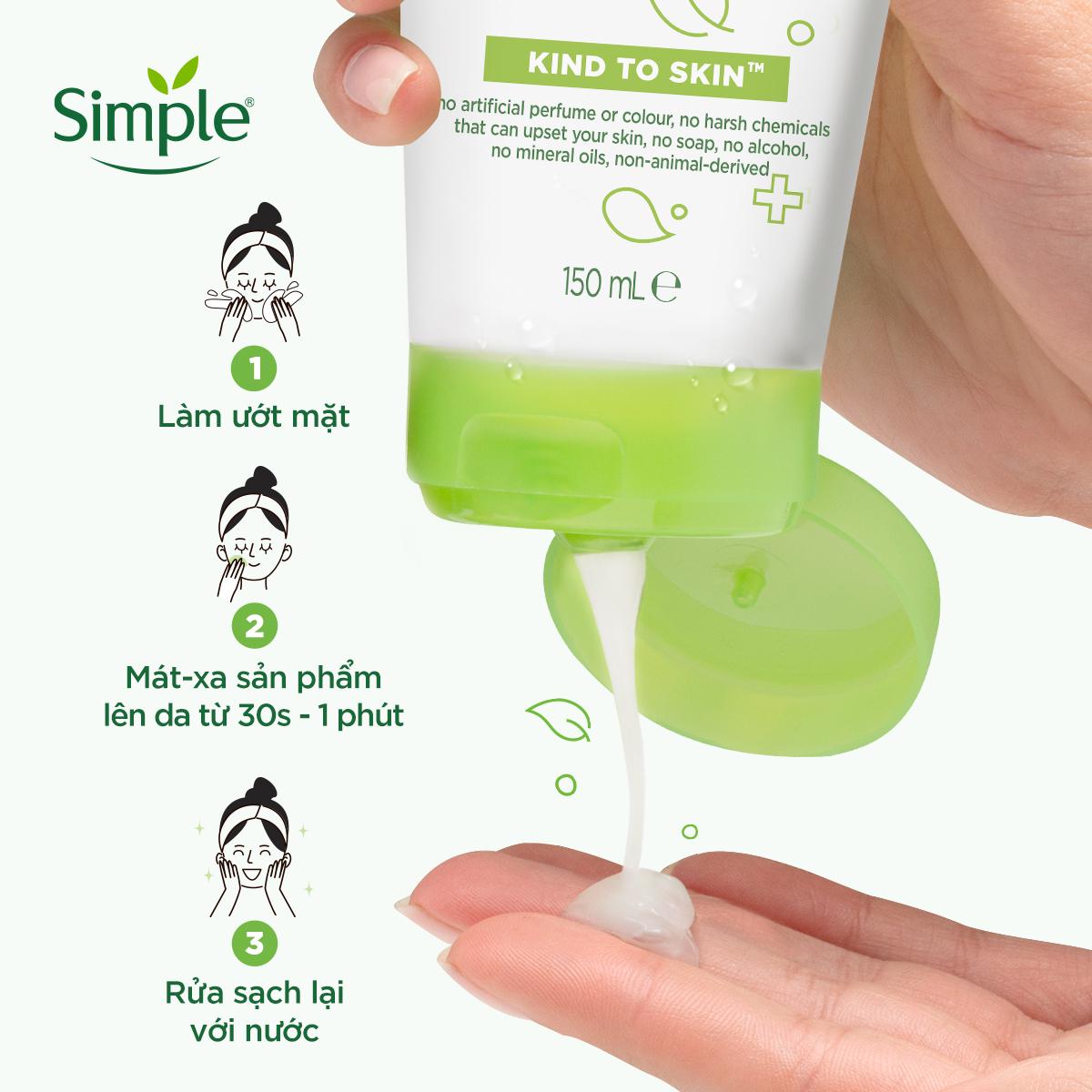SỮA RỬA MẶT SIMPLE GIÚP DƯỠNG ẨM CHO DA TRÔNG KHỎE VÀ MỊN MÀNG 150ML [CHÍNH HÃNG ĐỘC QUYỀN] [DIỆN MẠO MỚI] | BigBuy360 - bigbuy360.vn