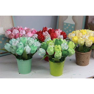 Chậu Hoa TuLip vải Handmade