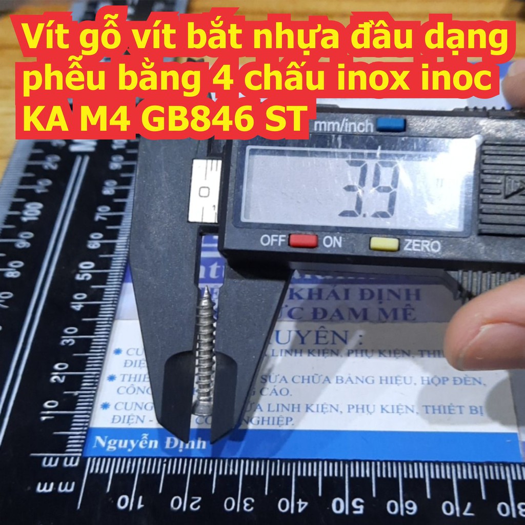 Vít gỗ vít bắt nhựa đầu dạng phễu bằng 4 chấu inox inoc KA M4 GB846 ST M4 dài 8mm ~ 50mm kde7703