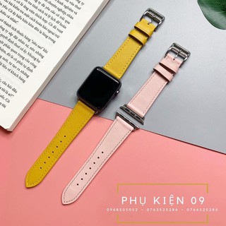 Dây Apple Watch Da Kiểu Hermes Hồng - Vàng