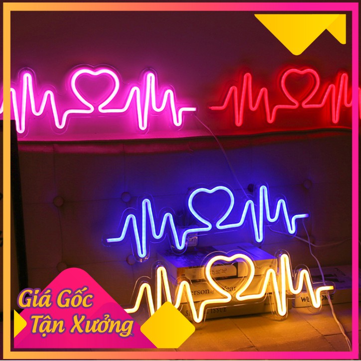 Đèn led neon trang trí mẫu Nhịp đập Trái tim chiếu sáng tường trang trí trong bầu không khí bố trí phòng ngủ