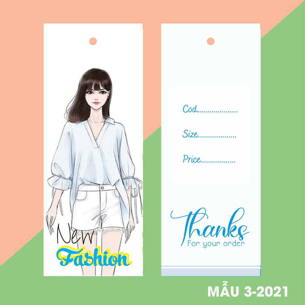 NHÃN MÁC TAG QUẦN ÁO giúp nâng cao thương hiệu quần áo - Giấy bìa cứng cán màng sang trọng 100 cái mẫu 15