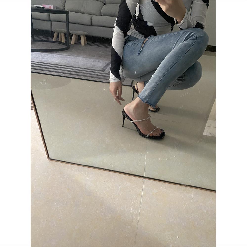 Sandal Cao Gót Mũi Vuông Thiết Kế Mới Quyến Rũ Thời Trang Dành Cho Mùa Hè