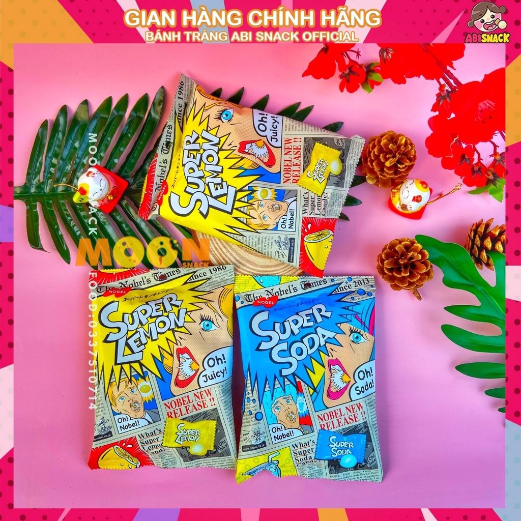 Hot đủ 2 vị Kẹo siêu chua SUPER SODA /LEMON - Nhập Khẩu Nhật Bản gói 88g