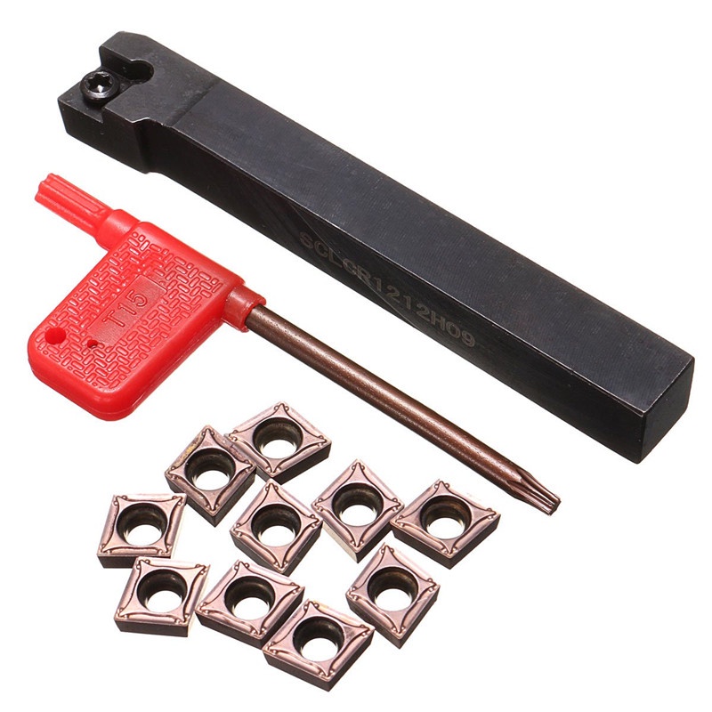 Giá Đỡ Máy Tiện SCLCR1212H09 Kèm 10 Lưỡi Chèn CCMT09T304-PM CNC 100mm