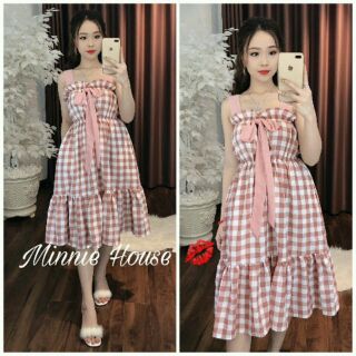 Đầm dây caro đuôi cá