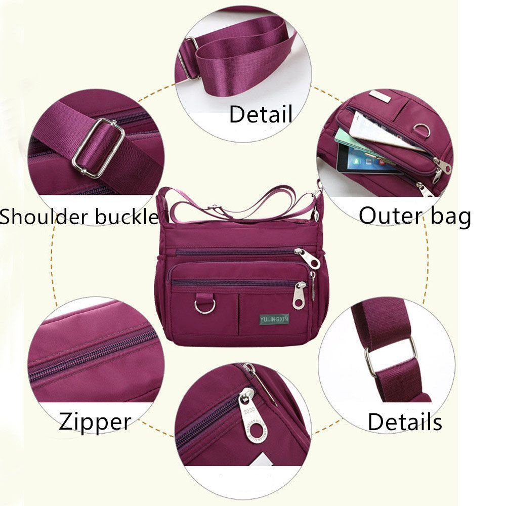 Túi đeo chéo bằng vải oxford nhiều ngăn chống thấm nước thời trang cho nữ tùy chọn màu sắc