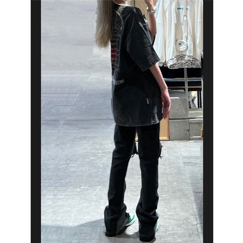 ♈♛✒Quần Jean Dài Lưng Cao Dáng Ôm Phối Rách Thời Trang Xuân Hè Phong Cách Mới Cho Nữ 2022