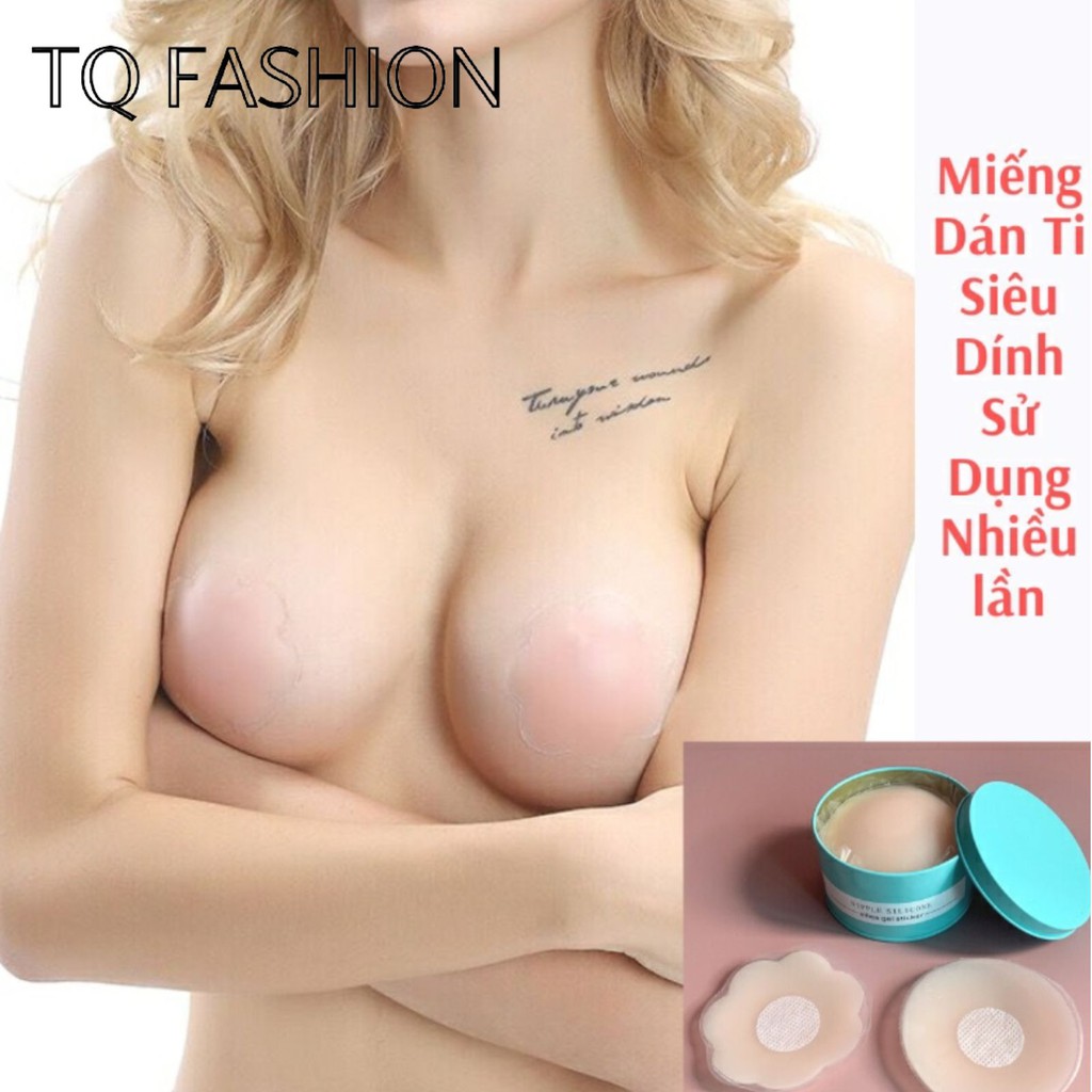 Miếng Dán Ngực Hộp 5 Cặp Fashion FREESHIP Miếng Dán Ti Sillicon dùng nhiều lần dính cực chắc 999 alohashop91