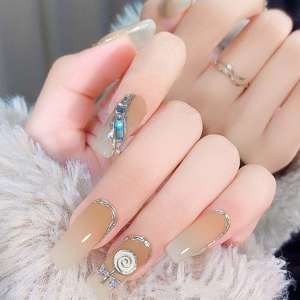 Móng Tay Giả Hình Kẹo Mút QQMALL|Phụ Kiện Trang Trí Móng Tay DIY Hình Kẹo Mút Lấp Lánh Sang Trọng