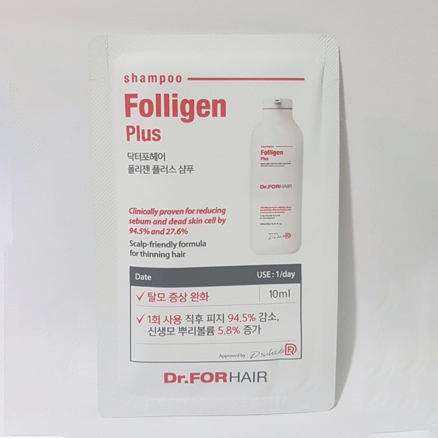 Dầu gội Dr.FORHAIR giảm rụng tóc, dưỡng tóc khỏe Dr For Hair Folligen Plus 10ml/gói - 5 gói