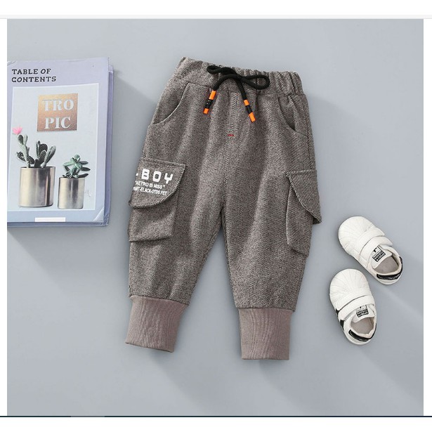 Quần nỉ dàn di và quần chữ z-boy túi hộp bo gấu cho bé trai