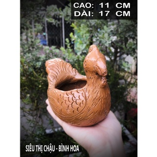 Chậu trồng sen đá, chậu cây tiểu cảnh, chậu tiểu cảnh mini - gốm bàu trúc chim lớn