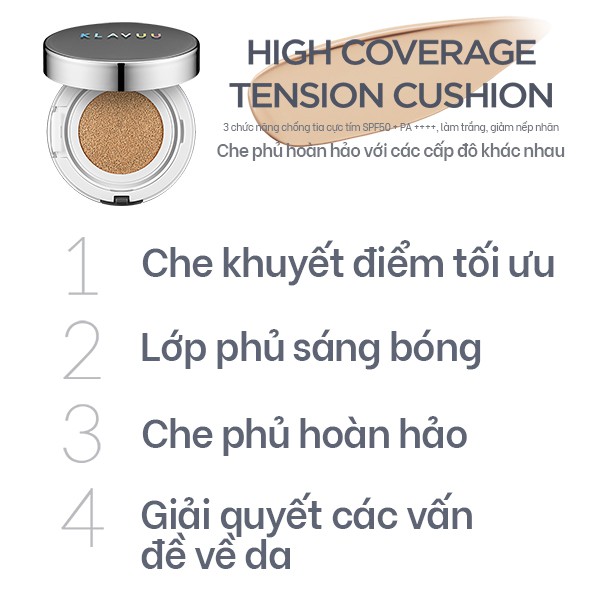 [Mã INCU50 giảm 50K đơn 250K] Phấn nước KALVUU Urban Pearlsation High Coverage Tension Cushion | BigBuy360 - bigbuy360.vn