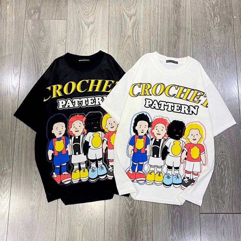 Áo Thun Tay Lửng Unisex CROCHET Ảnh Thật