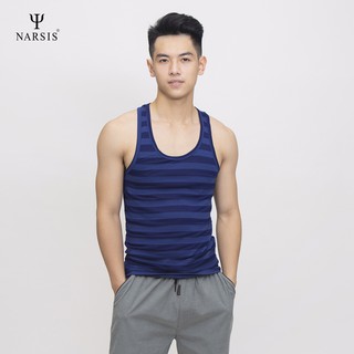 Áo thun nam cao cấp Narsis D4071 màu kẻ xanh thiên thanh