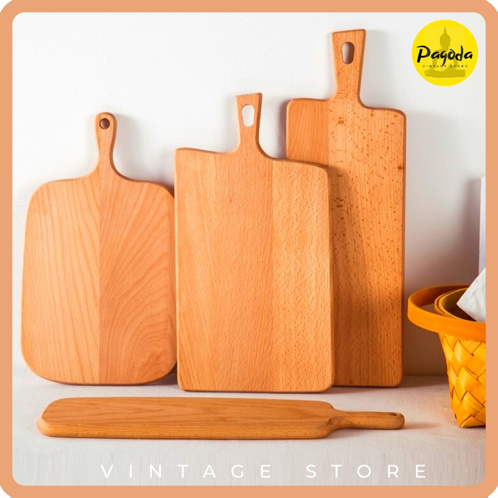 (Clip thực tế) Thớt gỗ thông cao cấp hàng xuất Âu Vintage decor (Follow shop để nhận mã giảm giá)