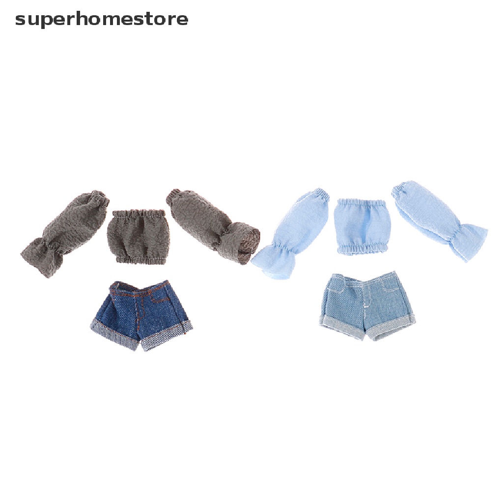 1 Đầm Ngắn denim Tay Phồng Thời Trang Cho Búp Bê 29CM