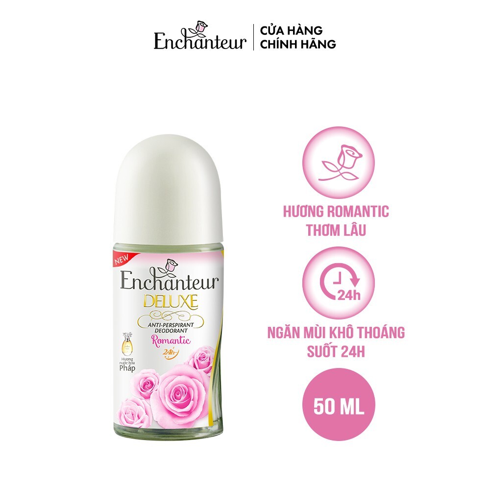 Combo Lăn Khử Mùi Hương Nước Hoa Enchanteur Romantic 50ml + Sáp Khử Mùi Trắng Da Enchanteur Romantic 40g