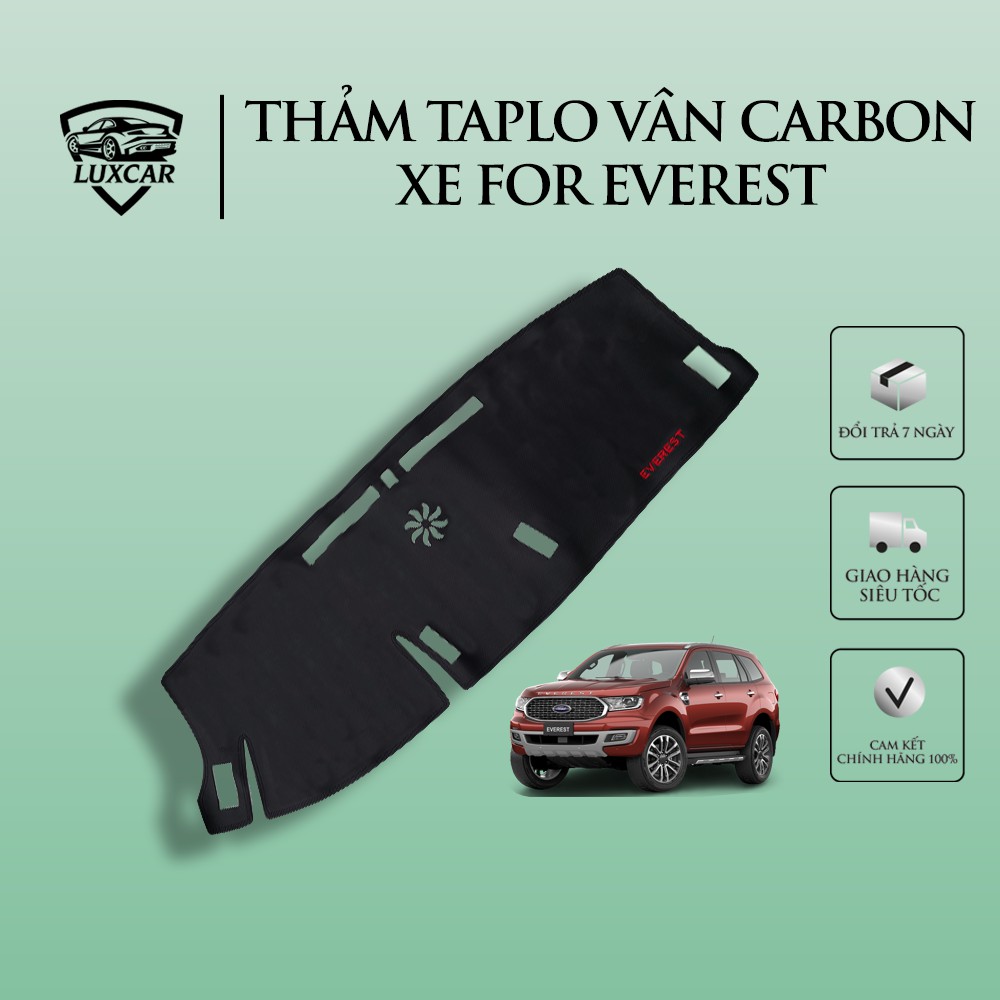 Thảm Taplo Da Carbon FORD EVEREST - Chống nóng, bảo vệ Taplo LUXCAR đời xe 2017-2021