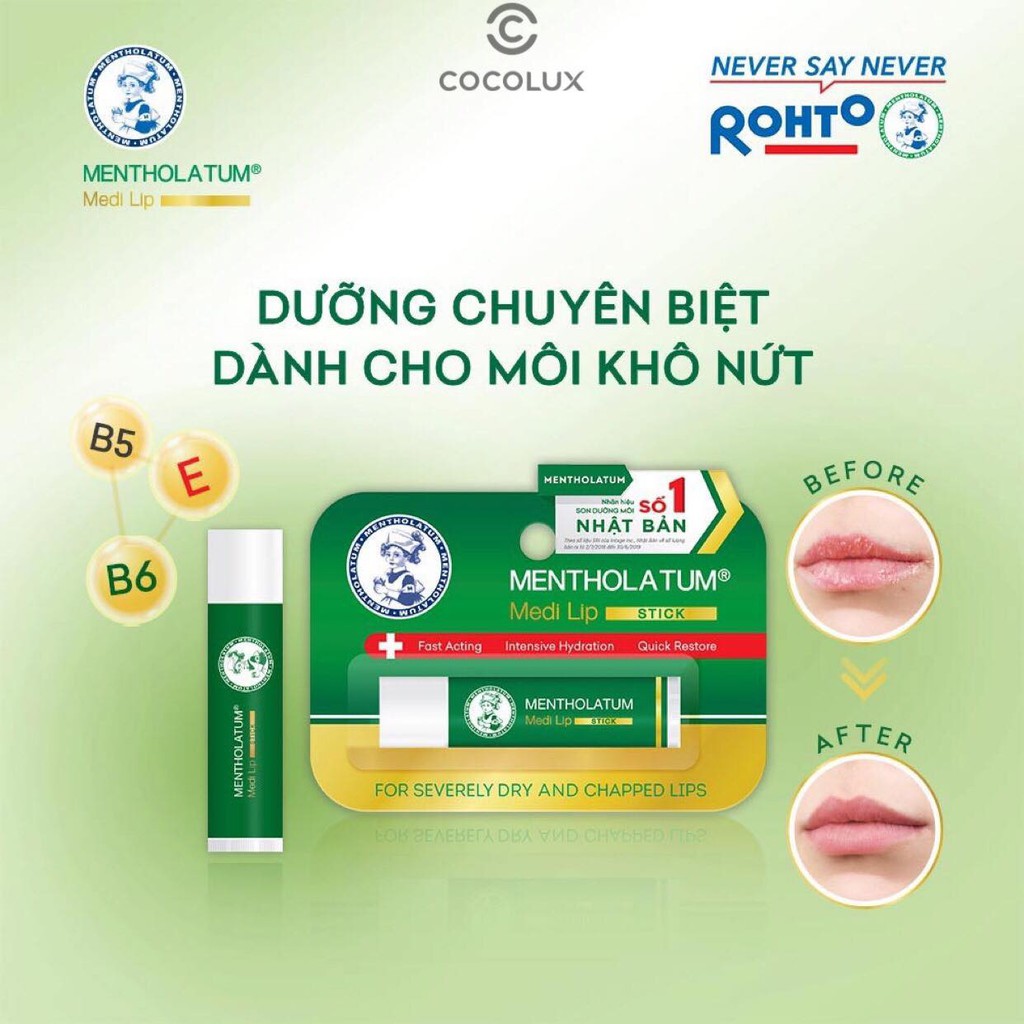 [CoCoLux] Son Dưỡng Môi Rohto Chuyên Biệt Cho Môi Khô, Nứt Nẻ 4.3g