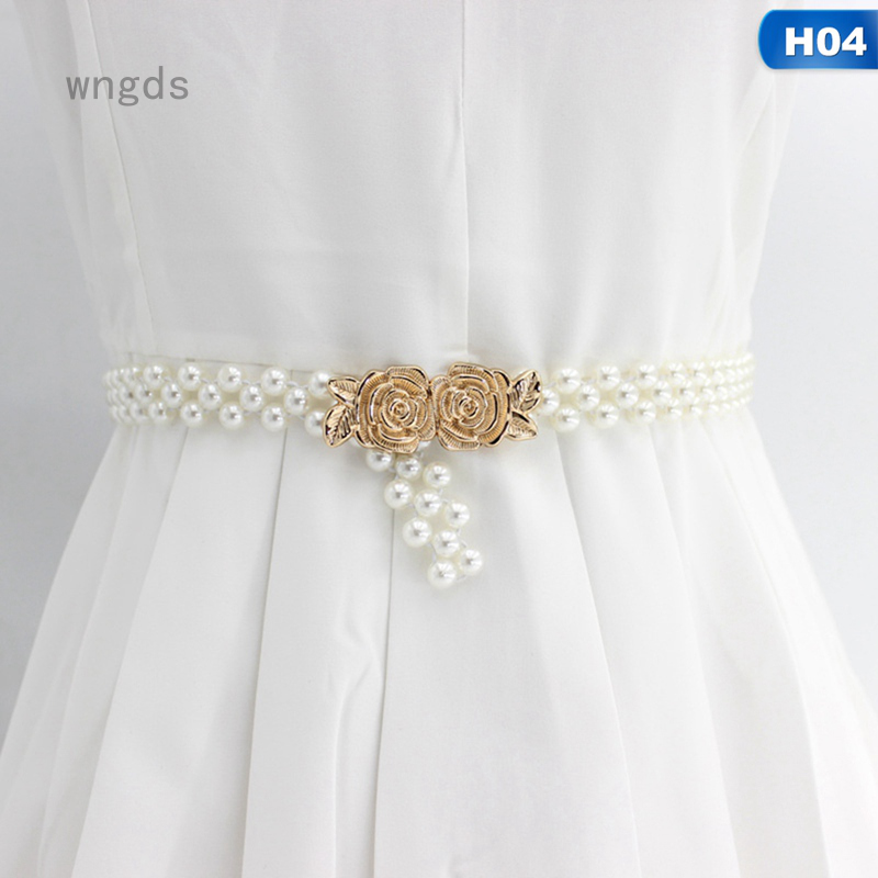Women Skinny Pearl Chain Waist Dress Belt Strap Waistband (8 styles)
