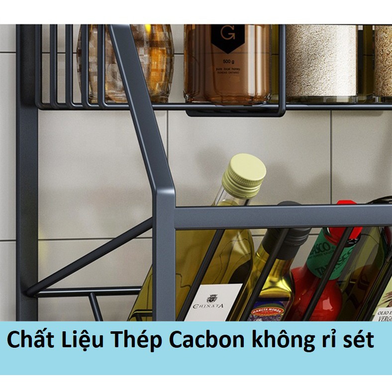 Giá để gia vị nhà bếp 4 tầng thiết kế nguyên khối chắc chắn chất liệu thép Carbon,  - TAB04
