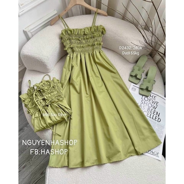 ĐẦM MAXI ĐI BIỂN HAI DÂY DÁNG DÀI NHÚN NGỰC